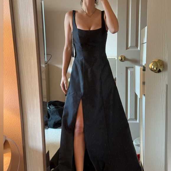 NWT | Alfred Sung, Square Neck Satin A-line dress - Picture 2 of 4